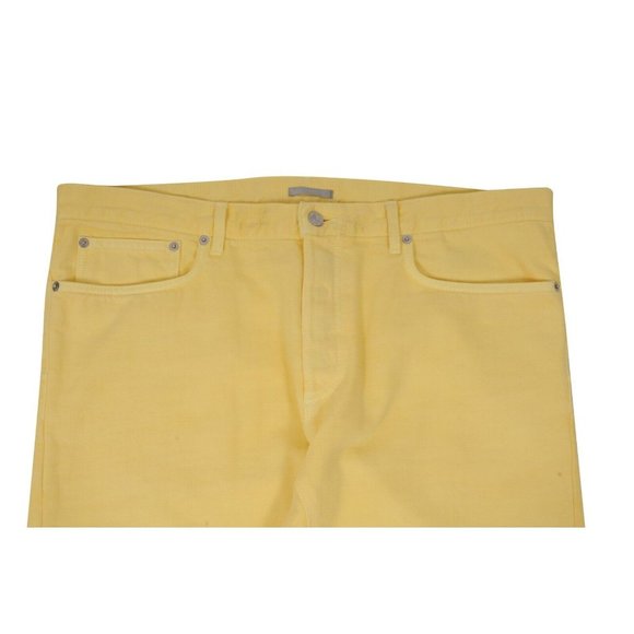 Dior Mens Jeans Size 36x36 Yellow Slim Fit Denim Cotton 5 Pocket Button Pants - Picture 4 of 11